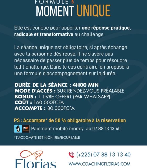SÉANCE DE COACHING - FORMULE MOMENT UNIQUE